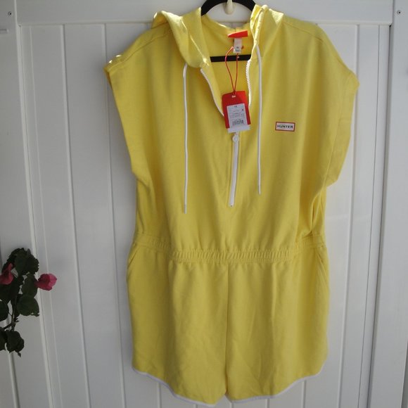 NEW Hunter Romper Women's Med Yellow Cotton Knit Zipper Pockets - Picture 2 of 5